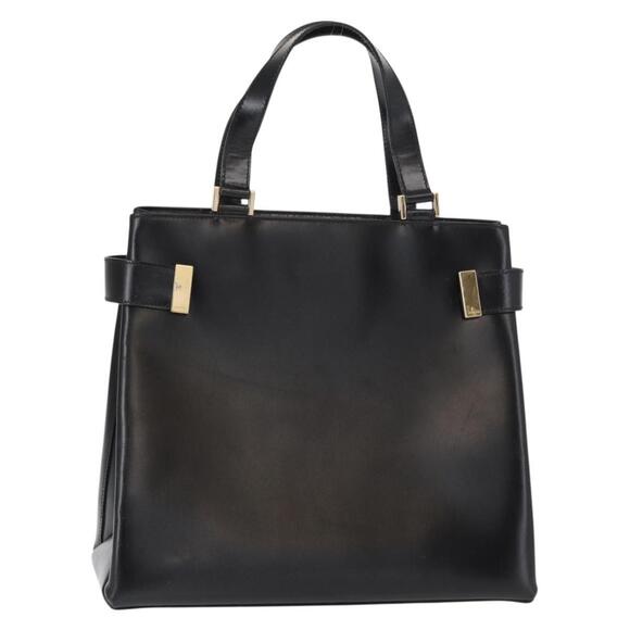 GUCCI Hand Bag Leather Black Gold 000 2046 0562 Auth 155731